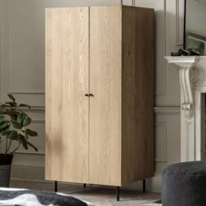 Axamer Wooden Wardrobe With 2 Doors In Natural - UK