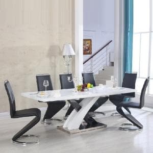 Axara Large Extending Black Dining Table 8 Summer Black Chairs