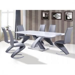 Axara Large Extending Grey Dining Table 6 Summer Grey Chairs