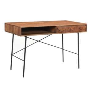 Axis Acacia Wood Computer Desk With 1 Drawer In Natural - UK