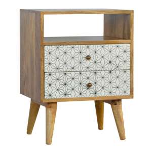 Prima Wooden Bedside Cabinet In Oak Ish With Open Slot - UK