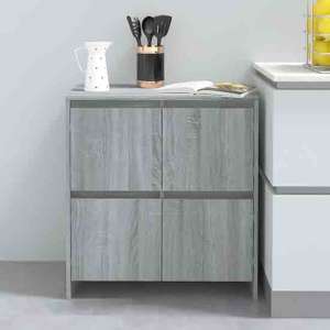 Axton Wooden Storage Cabinet With 4 Doors In Grey Sonoma - UK