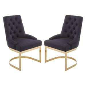 Azaltro Black Linen Fabric Dining Chairs In Pair - UK