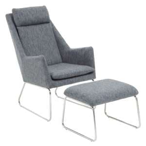 Azaltro Fabric Bedroom Chair With Footstool In Grey