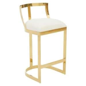 Azaltro Ivory Velvet Bar Chair With Gold Steel Frame - UK