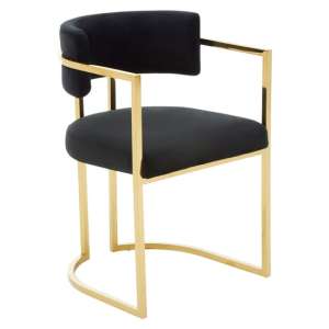 Azaltro Upholstered Velvet Dining Chair In Black - UK