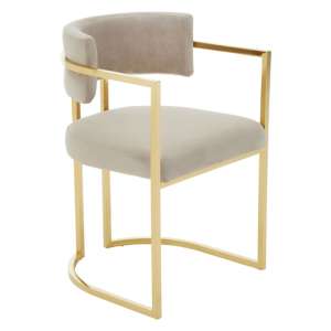 Azaltro Upholstered Velvet Dining Chair In Mink - UK