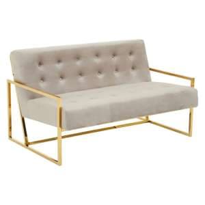 Azaltro Velvet 2 Seater Sofa With Gold Steel Frame In Mink - UK