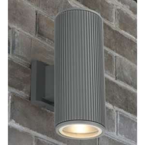 Azha Outdoor Up Down Wall Light In Grey With Clear Glass