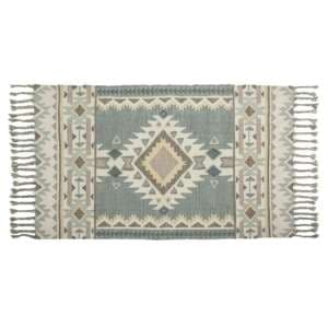 Azteca Killim Small Rectangular Fabric Rug In Grey