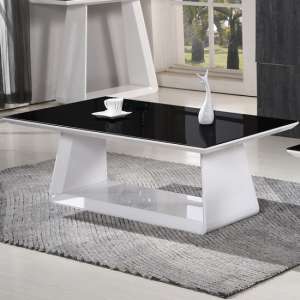 Azurro Glass Coffee Table In Black And High Gloss White