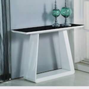 Azurro Glass Console Table In Black And High Gloss White - UK