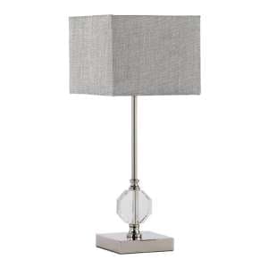 Azusa Grey Linen Shade Crystal Table Lamp with Metal Base - UK