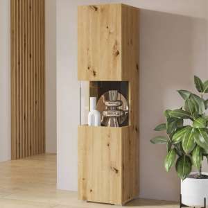 Azusa Wooden Display Cabinet Tall In Artisan Oak - UK