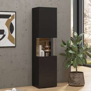 Azusa Wooden Display Cabinet Tall In Matt Black - UK