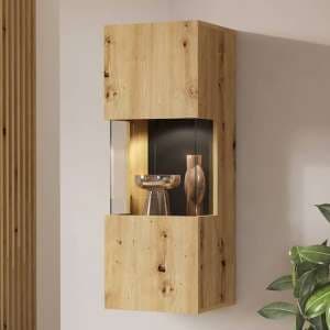 Azusa Wooden Display Cabinet Wall Hung In Artisan Oak - UK