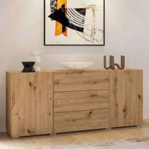 Azusa Wooden Sideboard With 2 Doors 3 Drawers In Artisan Oak - UK