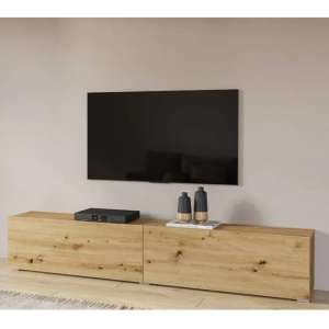 Azusa Wooden TV Stand With Pull-Down Doors In Artisan Oak