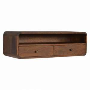 Bacon Wooden Curved Wall Hung Console Table In Chestnut - UK