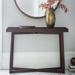 Bahia Rectangular Wooden Console Table In Brown - UK