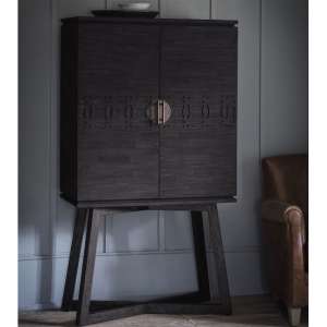 Bahia Wooden Bar Cabinet With 2 Doors In Matt Black Charcoal