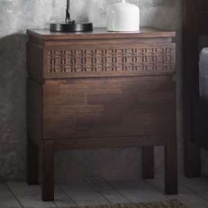 Bahia Wooden Bedside Cabinet In Brown - UK