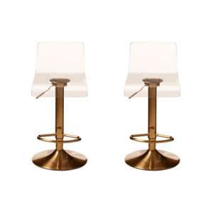 Baino Clear Acrylic Bar Chairs With Gold Base In A Pair