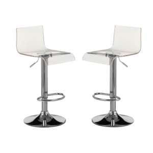 Baino Clear Acrylic Bar Chairs With Chrome Base In A Pair - UK
