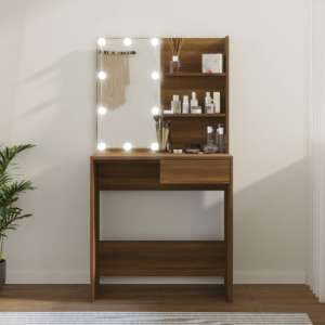 Baina Wooden Dressing Table In Brown Oak With LED Lights