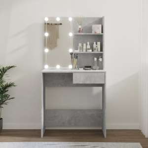 Baina Wooden Dressing Table In Concrete Effect With LED Lights