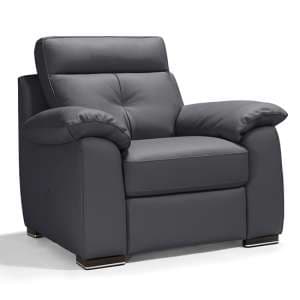 Baiona Leahter Fixed 1 Seater Sofa In Anthracite - UK