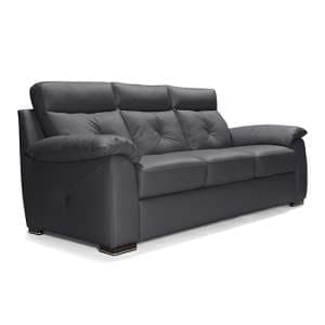 Baiona Leahter Fixed 3 Seater Sofa In Anthracite - UK
