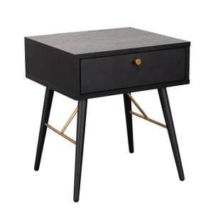 Baiona Wooden Lamp Table With 1 Drawer In Black Oak - UK