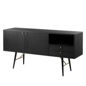 Baiona Wooden Sideboard With 2 Doors 2 Drawers In Black - UK