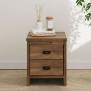 Balcombe Wooden Bedside Cabinet With 2 Drawers In Knotty Oak - UK