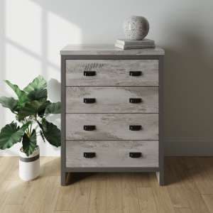 Balcombe Wooden Chest Of 4 Drawers In Grey - UK