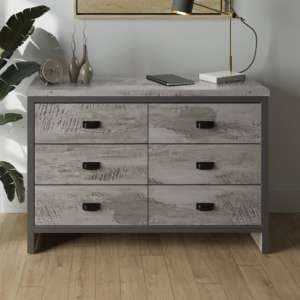 Balcombe Wooden Chest Of 6 Drawers In Grey - UK