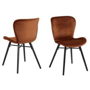 Baldwin Copper Fabric Dining Chairs In Pair - UK