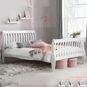 Balford Pine Wood Double Bed In White - UK