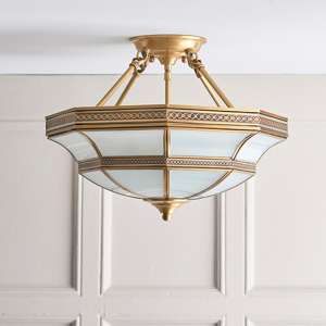 Balfour 4 Lights Semi Flush Ceiling Light In Antique Brass - UK