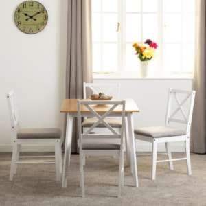 Biella Wooden Dining Table With White And Oak With 4 Chairs - UK