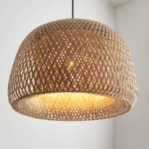 Belie 1 Light Dome Pendant Light In Black And Natural
