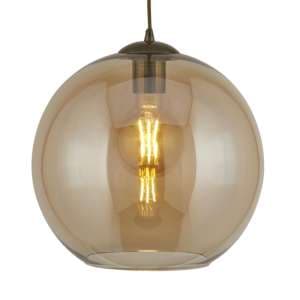 Balls Small Amber Glass Ceiling Pendant Light In Antique Brass