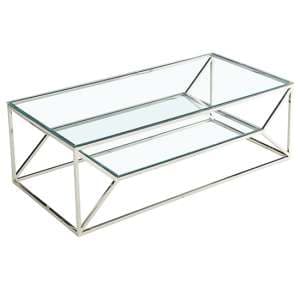 Balnain Clear Glass Top Coffee Table With Silver Frame - UK