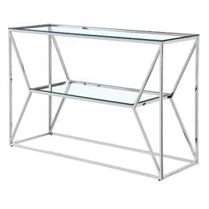 Balnain Clear Glass Top Console Table With Silver Frame - UK