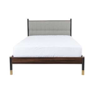 Balta Wooden Double Bed In Ebony With Grey Fabric Headboard - UK