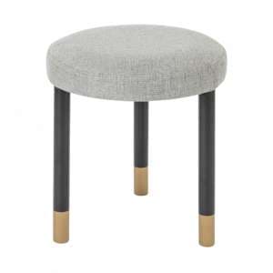 Balta Wooden Dressing Stool Round With Stone Grey Fabric Seat