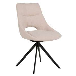 Balta Fabric Dining Chair With Black Metal Legs In Cream - UK