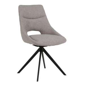 Balta Fabric Dining Chair With Black Metal Legs In Grey - UK