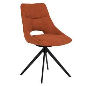 Balta Fabric Dining Chair With Black Metal Legs In Rust - UK